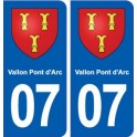 07 Vallon-Pont-d'Arc blason ville autocollant plaque stickers
