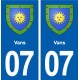 07 Vans blason ville autocollant plaque stickers