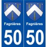 50 Fagnières blason autocollant plaque stickers ville