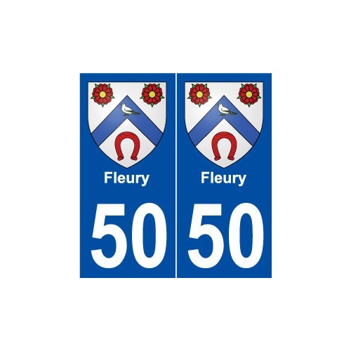 50 Fleury blason autocollant plaque stickers ville