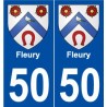 50 Fleury blason autocollant plaque stickers ville