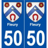 50 Fleury blason autocollant plaque stickers ville