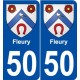 50 Fleury blason autocollant plaque stickers ville