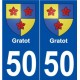 50 Gratot blason autocollant plaque stickers ville