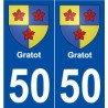 50 Gratot blason autocollant plaque stickers ville