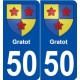 50 Gratot blason autocollant plaque stickers ville