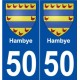50 Hambye blason autocollant plaque stickers ville