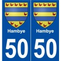 50 Hambye blason autocollant plaque stickers ville