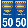 50 Hambye blason autocollant plaque stickers ville