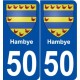 50 Hambye blason autocollant plaque stickers ville