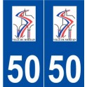 50 Mortain logo autocollant plaque stickers ville