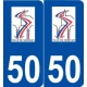 50 Mortain logo autocollant plaque stickers ville
