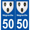 50 Négreville blason autocollant plaque stickers ville