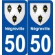 50 Négreville blason autocollant plaque stickers ville