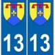 13 Bouches du Rhône autocollant plaque blason armoiries stickers département