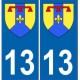 13 Bouches du Rhône autocollant plaque blason armoiries stickers département