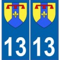 13 Bouches du Rhône de la etiqueta engomada de la placa de escudo de armas el escudo de armas de pegatinas departamento