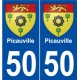 50 Picauville blason autocollant plaque stickers ville
