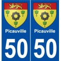 50 Picauville blason autocollant plaque stickers ville