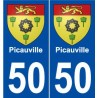 50 Picauville blason autocollant plaque stickers ville