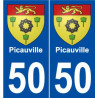 50 Picauville blason autocollant plaque stickers ville