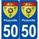 50 Picauville blason autocollant plaque stickers ville