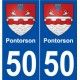 50 Pontorson blason autocollant plaque stickers ville