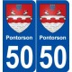 50 Pontorson blason autocollant plaque stickers ville