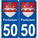 50 Pontorson blason autocollant plaque stickers ville