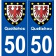 50 Quettehou blason autocollant plaque stickers ville