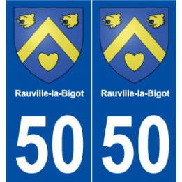 50 Rauville-la-Bigot blason autocollant plaque stickers ville