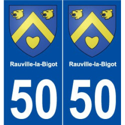 50 Rauville-la-Bigot blason autocollant plaque stickers ville