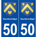 50 Rauville-la-Bigot blason autocollant plaque stickers ville