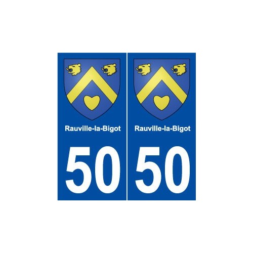 50 Rauville-la-Bigot blason autocollant plaque stickers ville