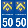 50 Rauville-la-Bigot blason autocollant plaque stickers ville