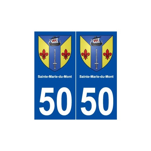 50 Sainte-Marie-du-Mont blason autocollant plaque stickers ville
