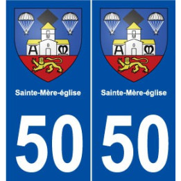 50 Sainte-Mère-église blason autocollant plaque stickers ville