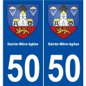 50 Sainte-Mère-église blason autocollant plaque stickers ville