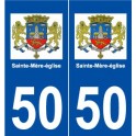 50 Sainte-Mère-église logo autocollant plaque stickers ville