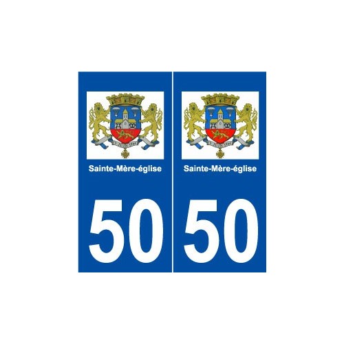 50 Sainte-Mère-église logo autocollant plaque stickers ville