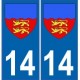 14 Calvados autocollant plaque blason armoiries stickers département