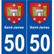 50 Saint-James blason autocollant plaque stickers ville