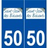 50 de Saint-Jean-des-Baisants logotipo de la etiqueta engomada de la placa de pegatinas de la ciudad