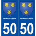 50 Saint-Pierre-église blason autocollant plaque stickers ville