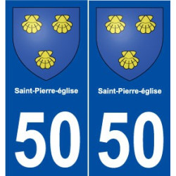 50 Saint-Pierre-église blason autocollant plaque stickers ville