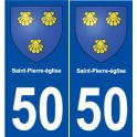 50 Saint-Pierre-église blason autocollant plaque stickers ville