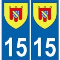 15 Cantal autocollant plaque blason armoiries stickers département