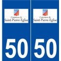 50 Saint-Pierre-église logo autocollant plaque stickers ville