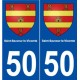 50 Saint-Sauveur-le-Vicomte blason autocollant plaque stickers ville