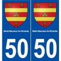 50 Saint-Sauveur-le-Vicomte blason autocollant plaque stickers ville